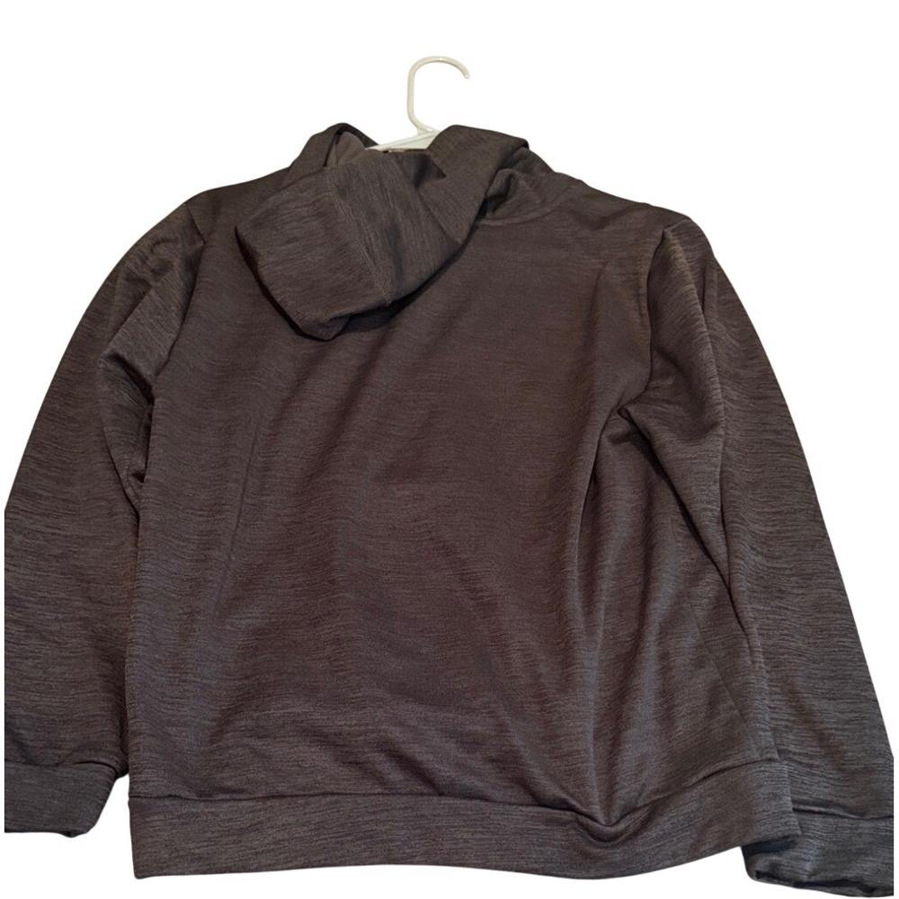 Adidas men's Heathered Grey Lime Green Graphic Logo Pullover Hoodie Sweatshirt - Picture 3 of 3